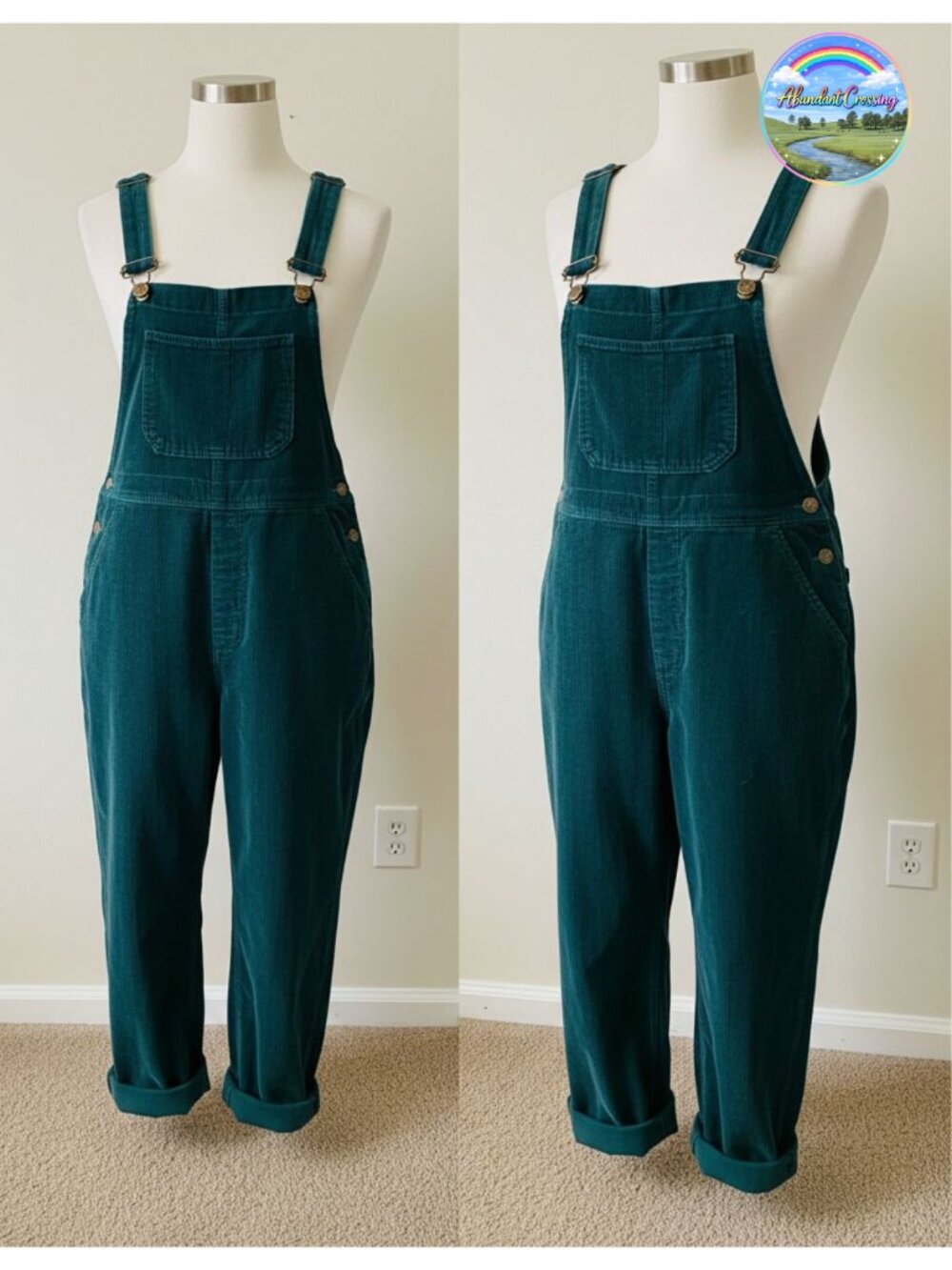Corduroy Overalls Loose Fit Adjustable Straps Wide Leg Bib Jumpsuit with Pockets